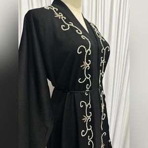 Black pearl beaded abaya dress